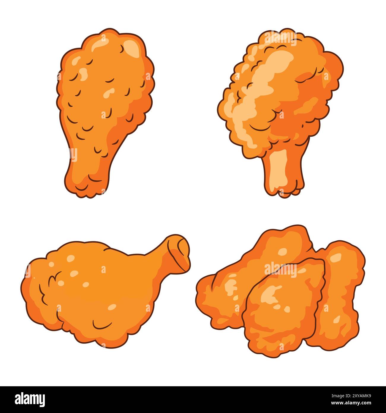 Crunchy Crispy Fried Chicken Fast Junk Food Vector Illustration Stock ...