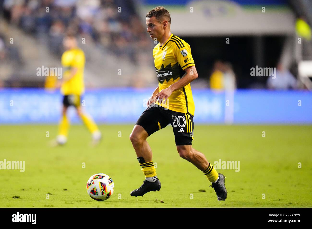 August 28, 2024: Columbus Crew Midfielder Alexandru Matan (20) during the second half of an MLS match against the Philadelphia Union at Subaru Park in Chester, Pennsylvania. Kyle Rodden/CSM Stock Photo