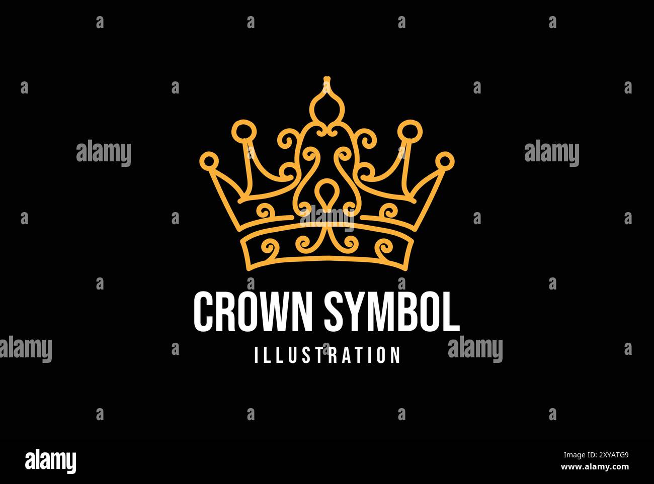 Elegant Luxury King Queen Crown Ornament Icon Illustration Vector Stock ...