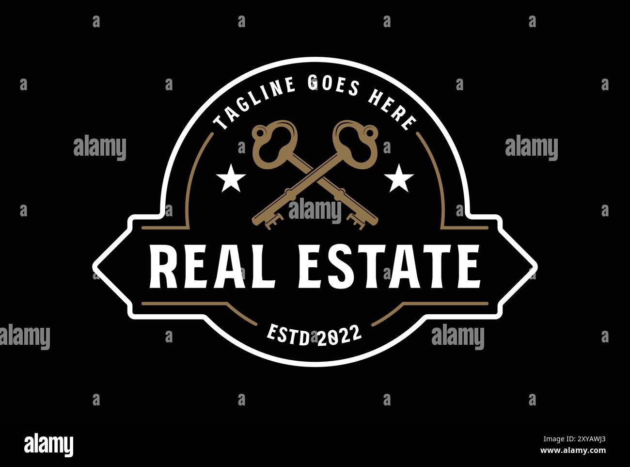 Vintage Retro Crossed Key for Rent Real Estate House Property Badge ...