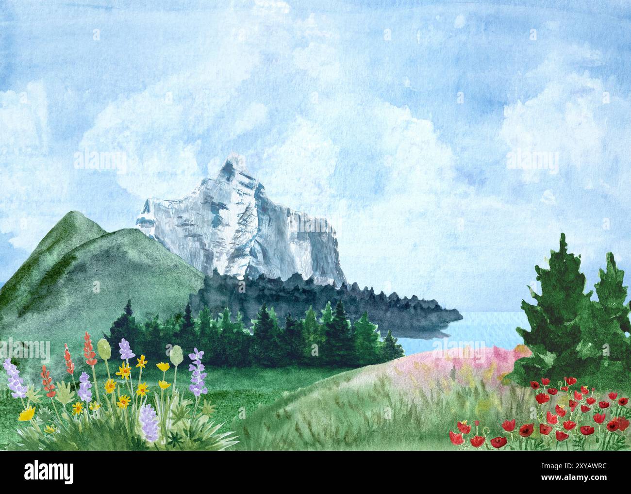 View of forest hills drawing hi-res stock photography and images
