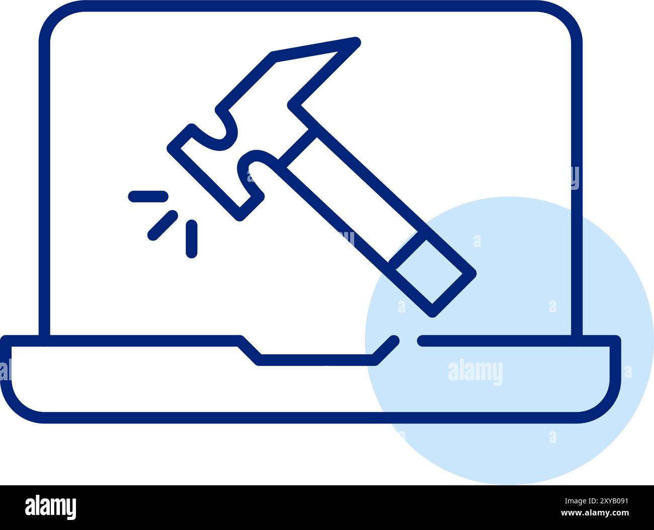Laptop repairs, operating system maintenance. Pixel perfect, editable stroke icon Stock Vector