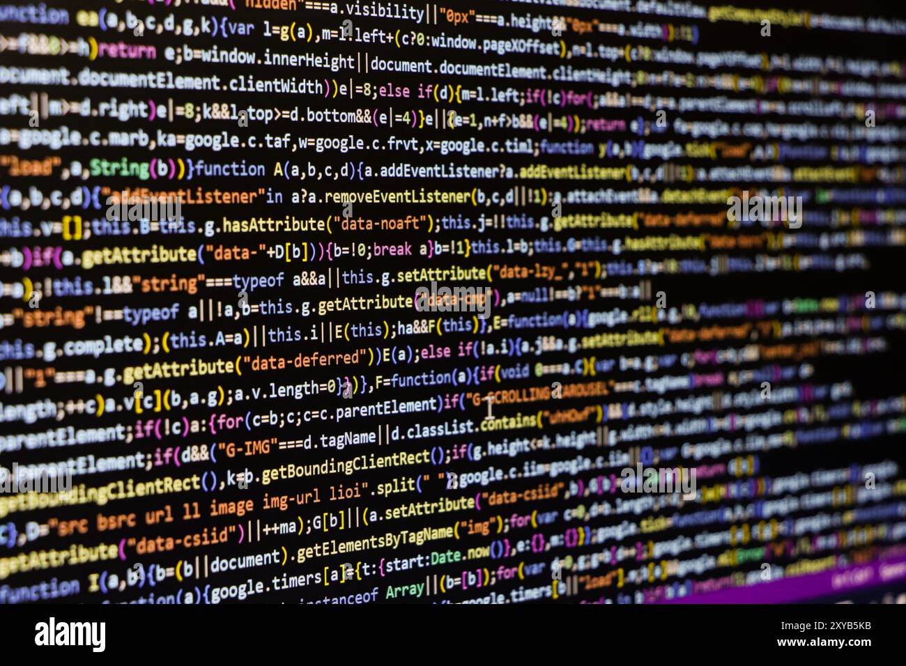 Programming coding screen, web developer coding screen Stock Photo
