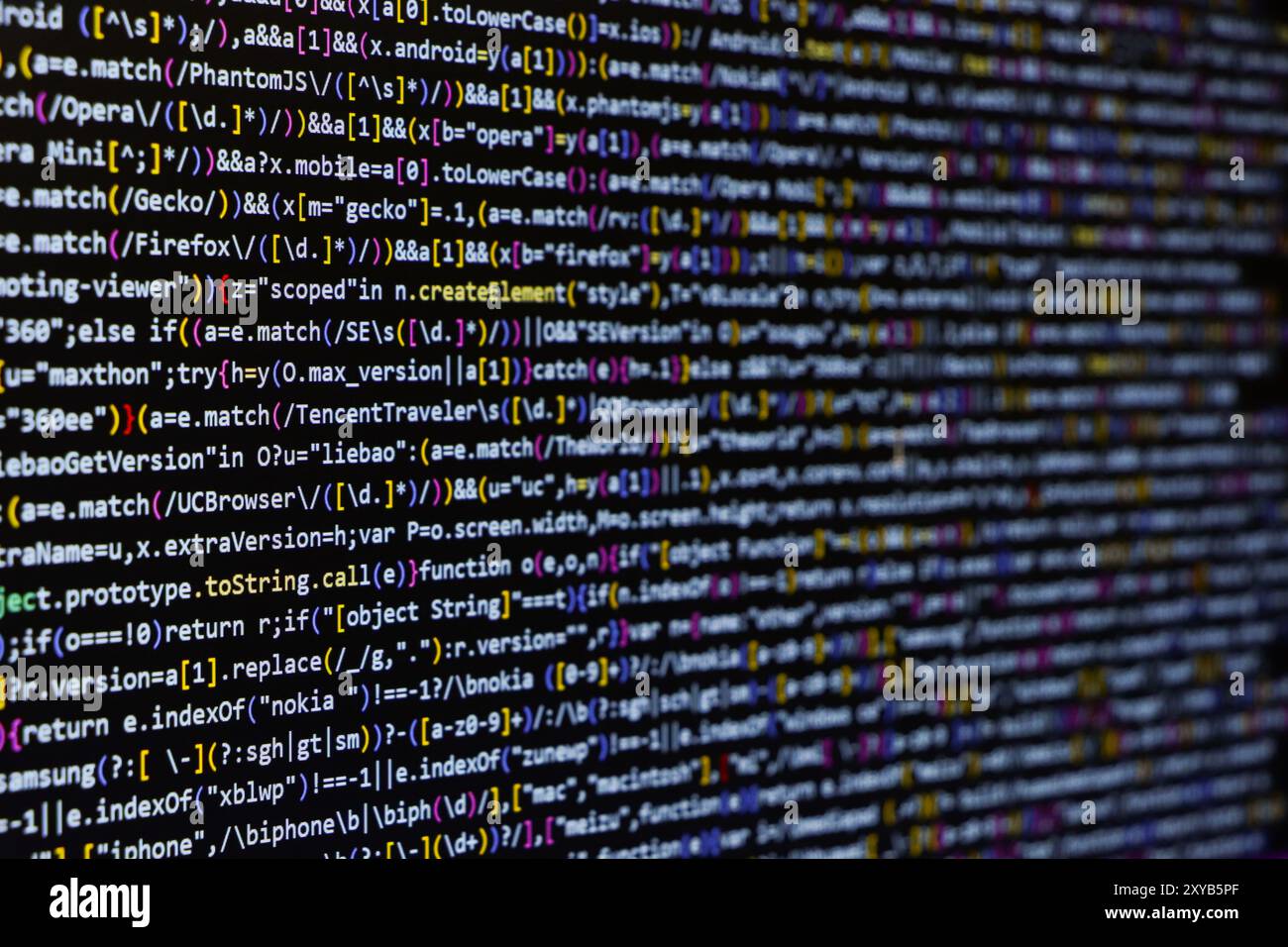 Programming coding screen, web developer coding screen Stock Photo