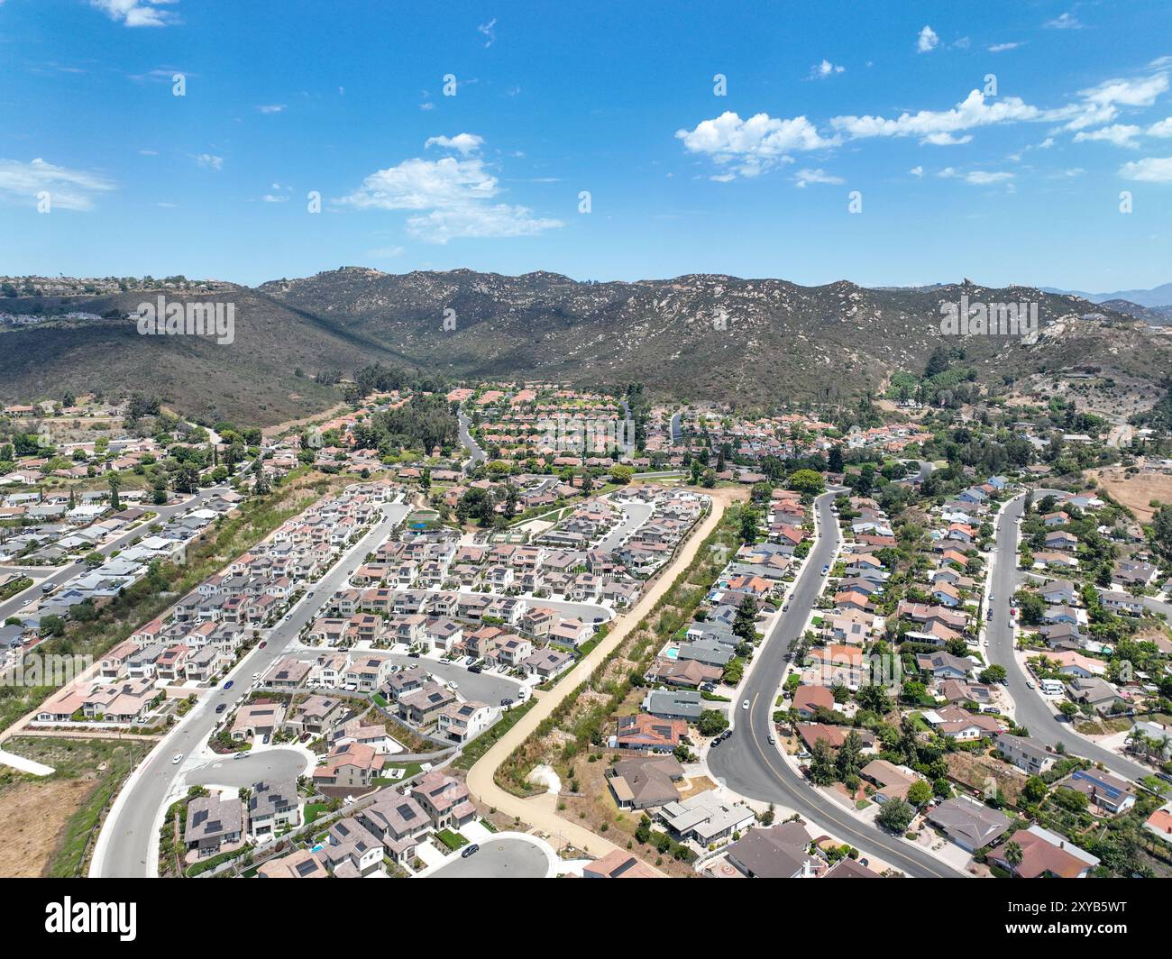 Aerial view of middle class community big houses, Escondido, South ...