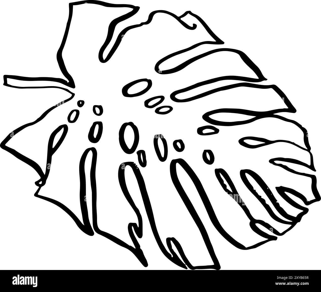 Monstera Leaf Hand Drawn Crayon Icon Stock Vector Image & Art - Alamy