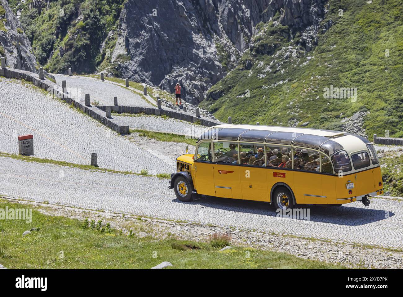 Historic Postbus Travelling Along The Tremola The World famous 