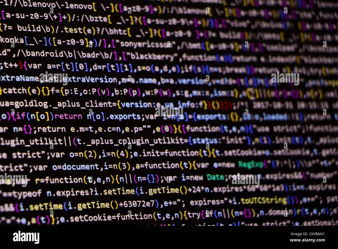 Programming code abstract screen of software developer. Computer script Stock Photo
