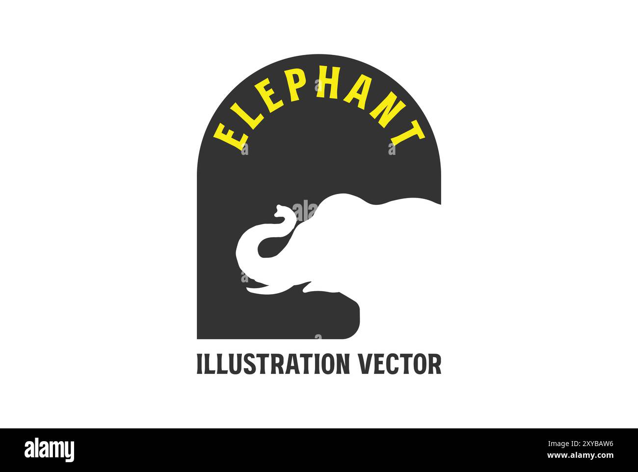 Simple Minimalist Elephant Silhouette Illustration Vector Stock Vector