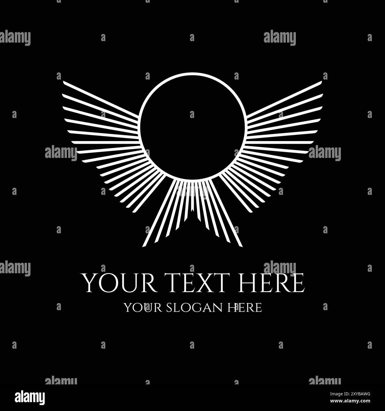 Circle Circular Spread Wing Eagle Hawk Falcon Sun Illustration Design