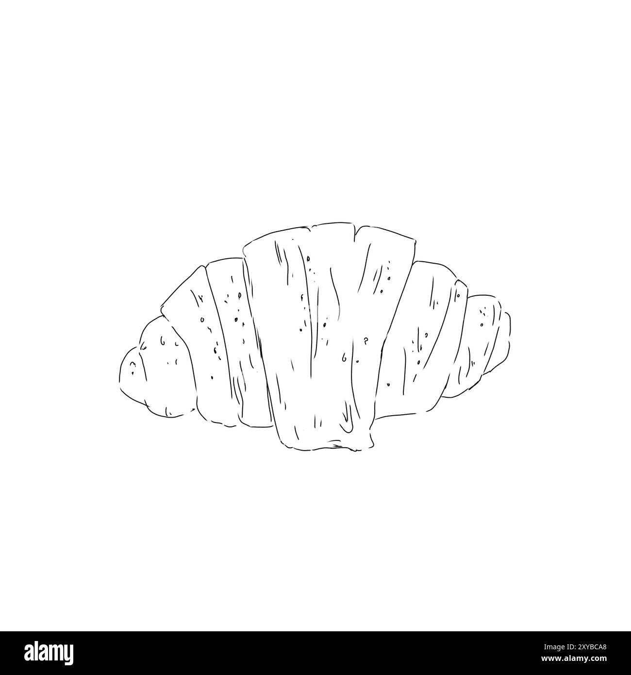 Croissant food baking black and white graphic line illustration Stock ...