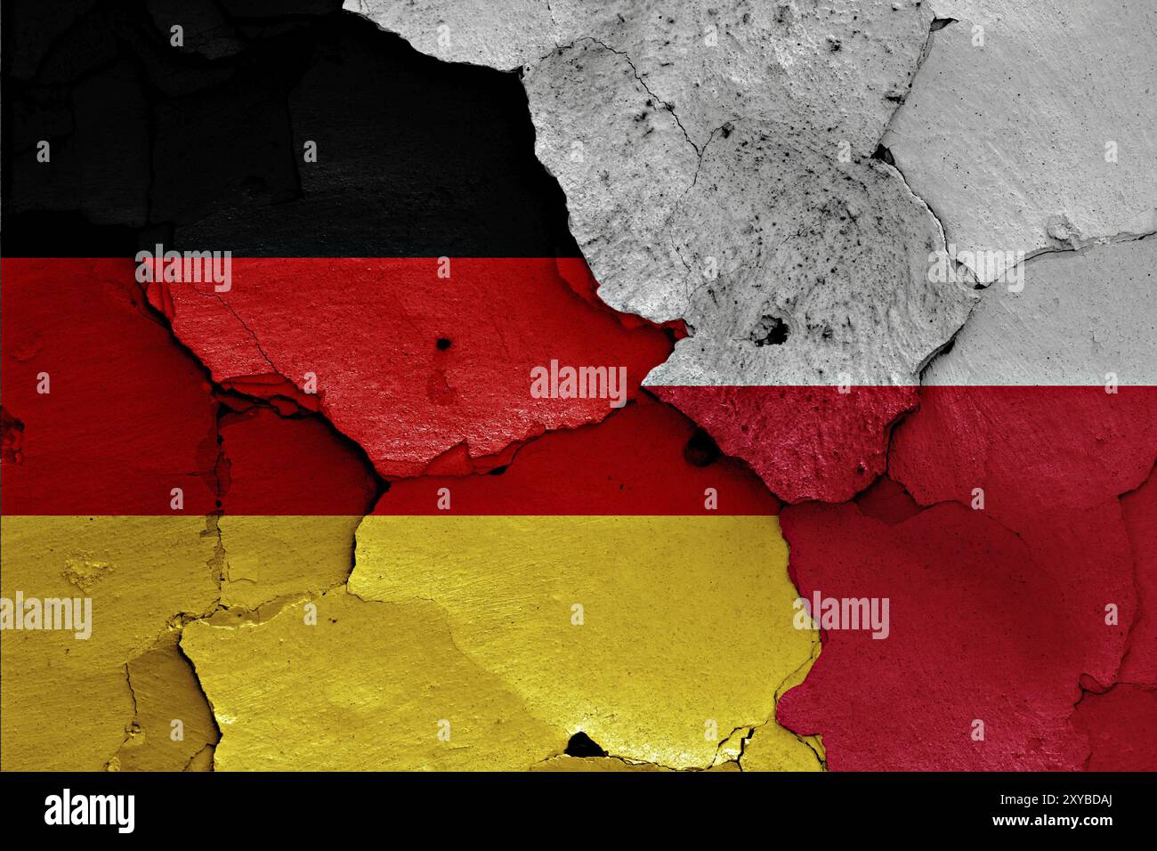Flags of Germany and Poland painted on cracked wall Stock Photo - Alamy
