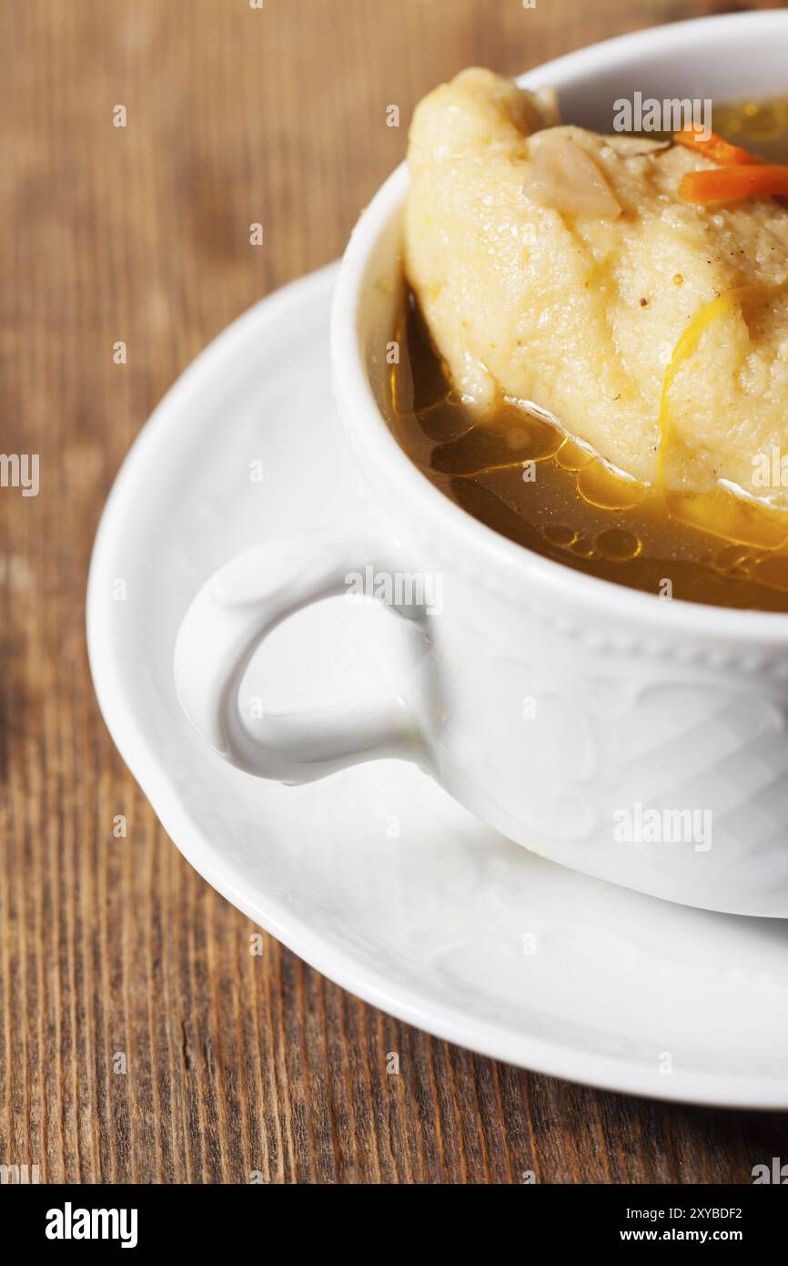 Closeup of a Bavarian Griesnockerl Stock Photo