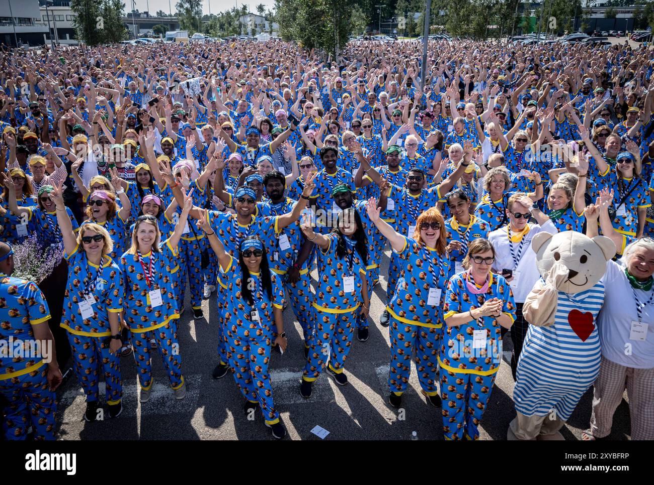 IKEA workers in Almhult Sweden broke the Guinness world record on Wednesday 28 August 2024 in the category of the largest gathering of people in a two piece pyjamas in the same place