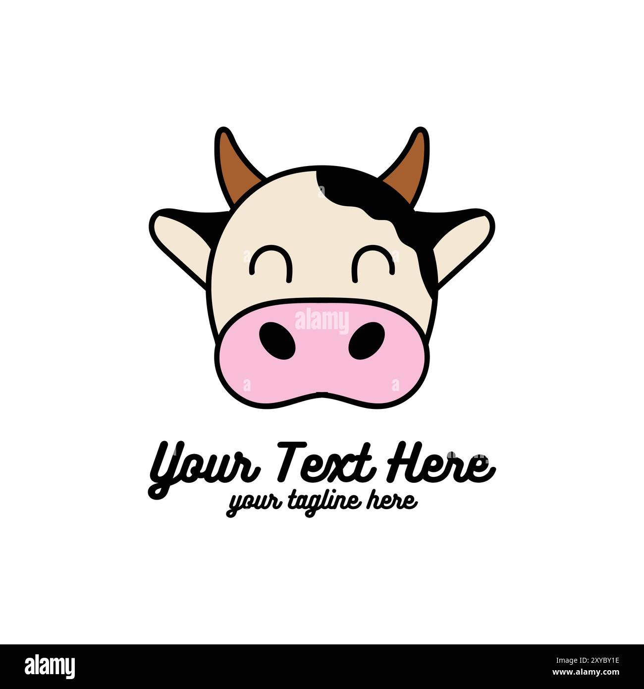 Cute Funny Smile Cow Head Face Cartoon Mascot Character Icon ...