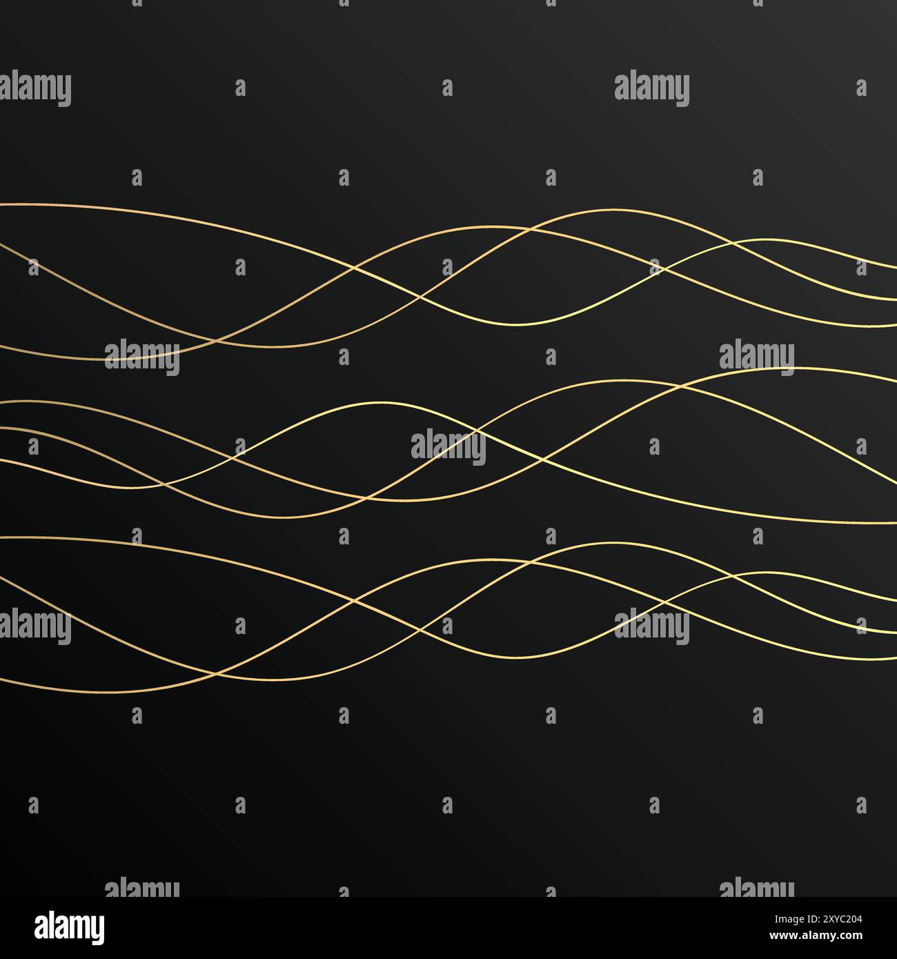 Dark Black Background With Random Luxury Golden Line Wave, Vector ...