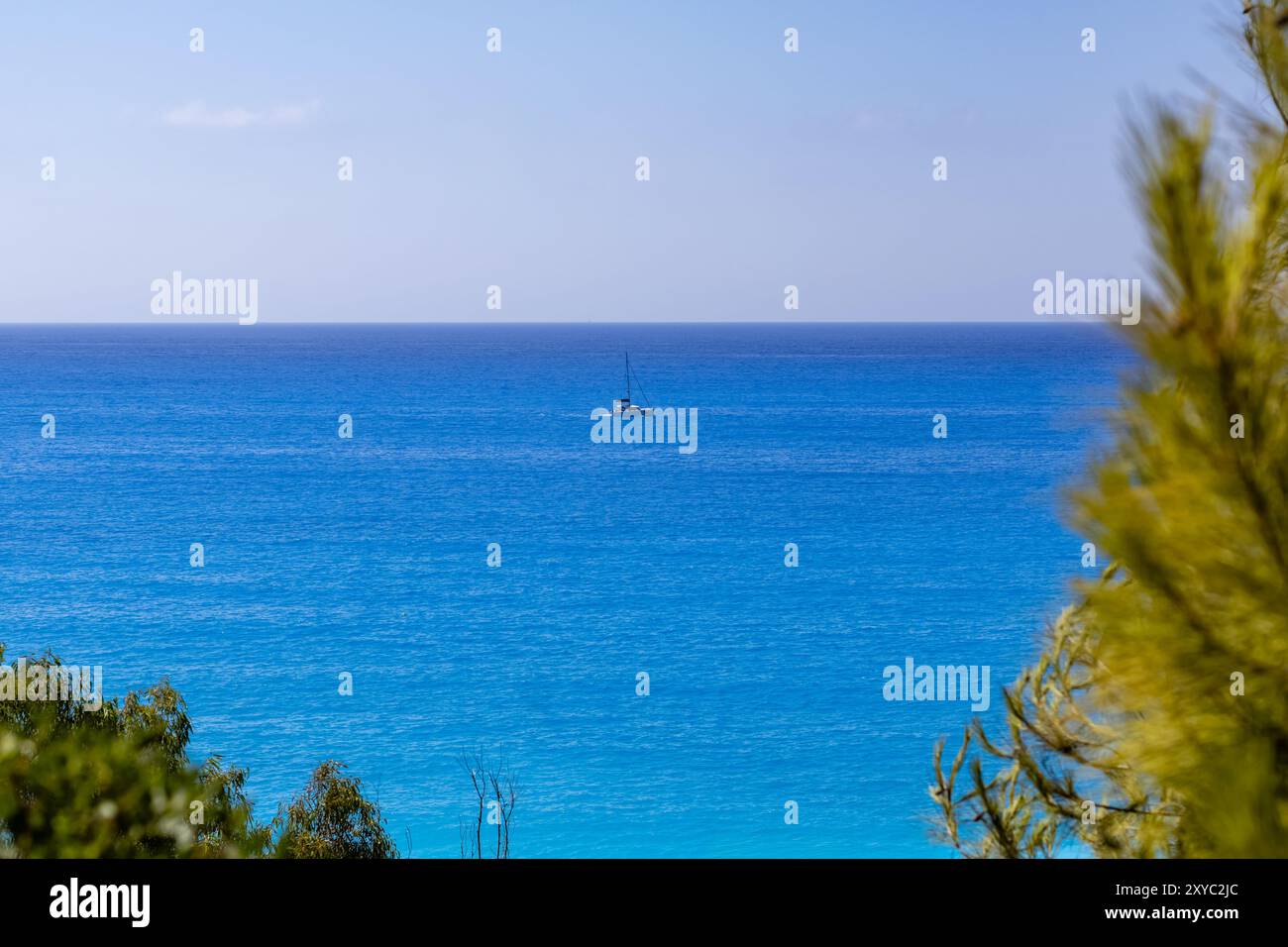 sea view pine tree kathisma Stock Photo