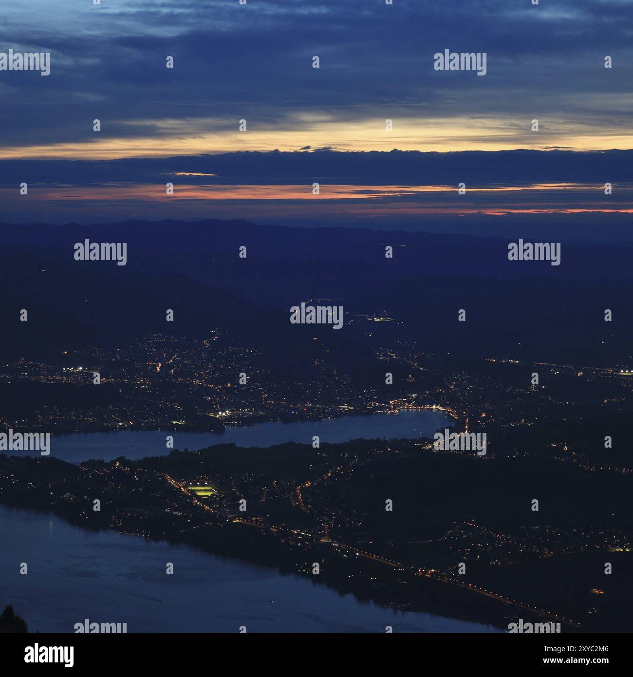 Sunset scene in Lucerne. View from Mount Rigi Stock Photo - Alamy