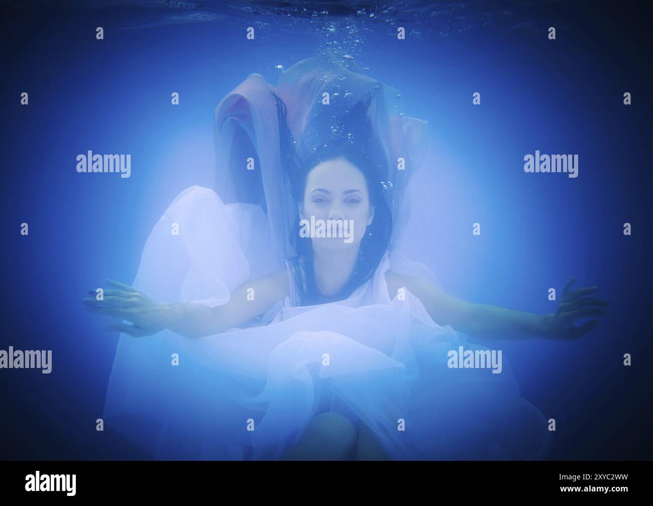 Underwater close up portrait of a woman in swimming pool Stock Photo ...
