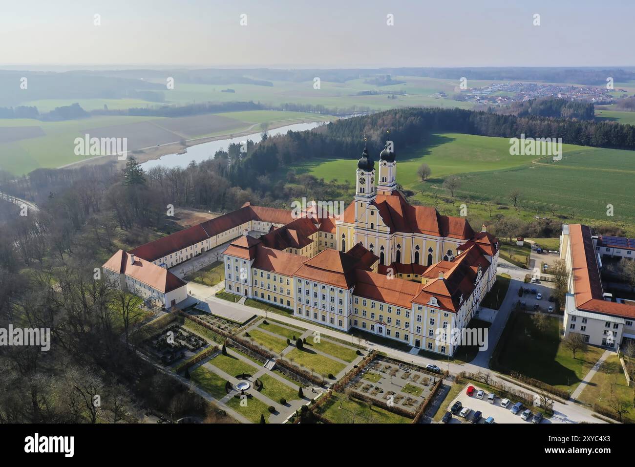 Roggenburg Abbey from above Stock Photo - Alamy