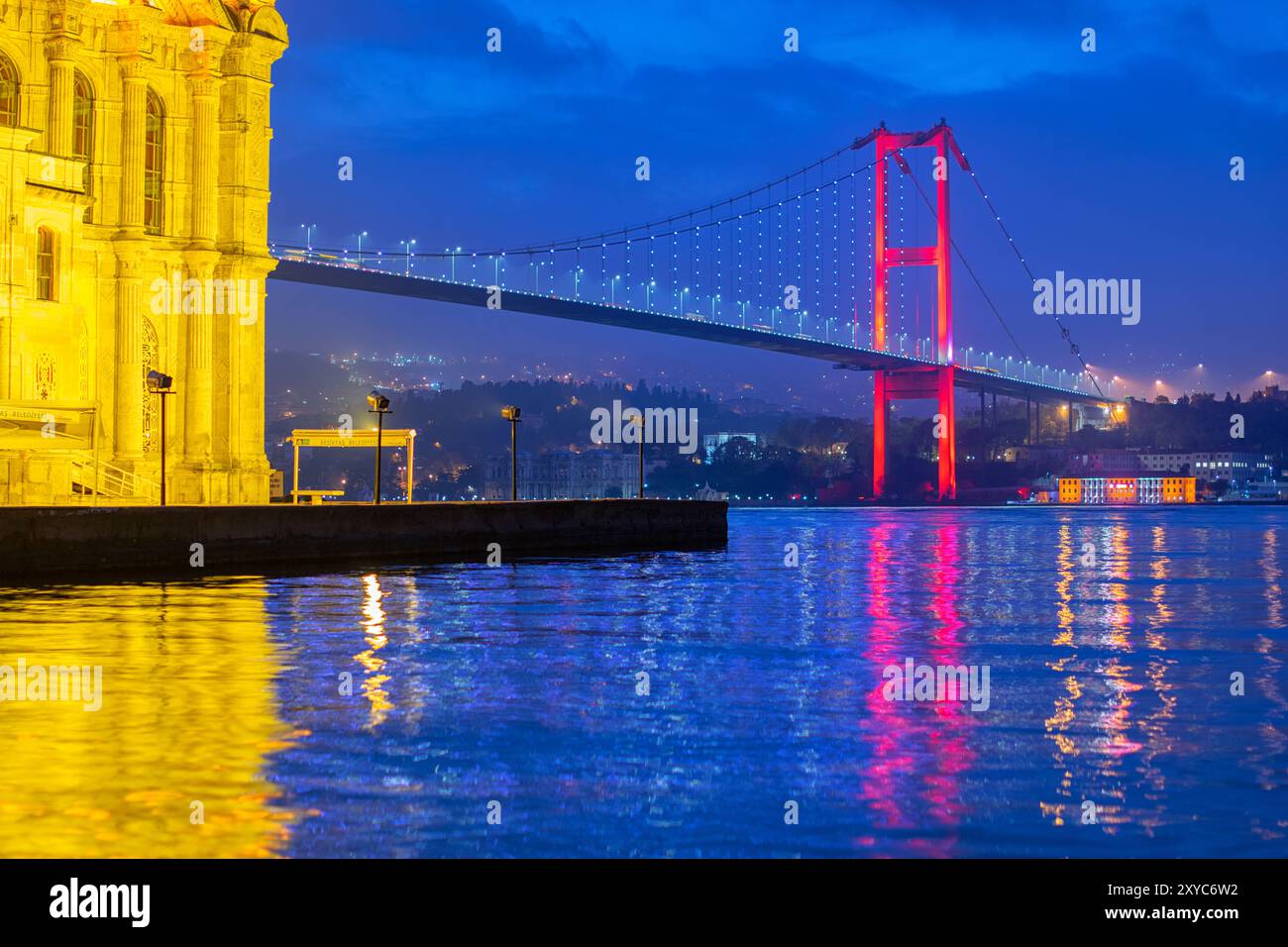 Bosphorus Bridge July 15 Martyrs Bridge Evening Istanbul Night View 
