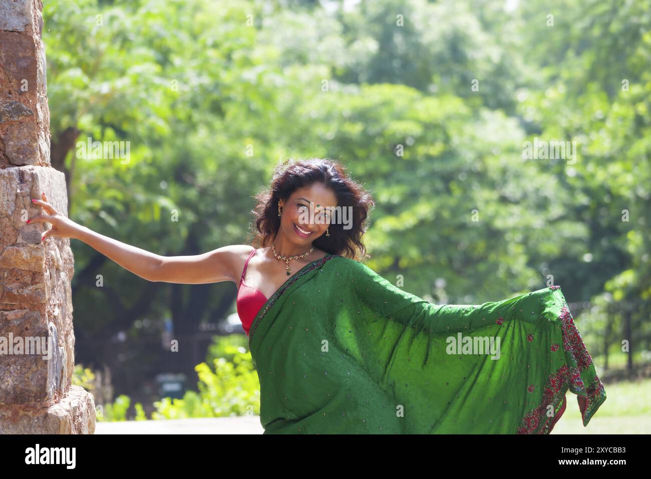 Young Indian woman in a saree Stock Photo - Alamy