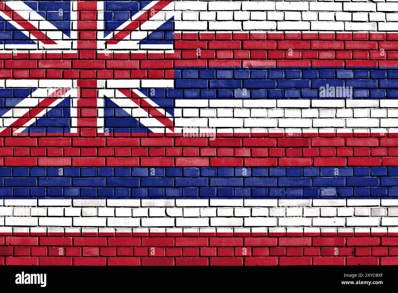 Flag of Hawaii painted on brick wall Stock Photo