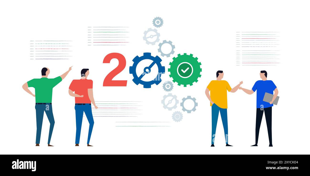 200 Ok error code success web server browser team discussing illustration Stock Vector