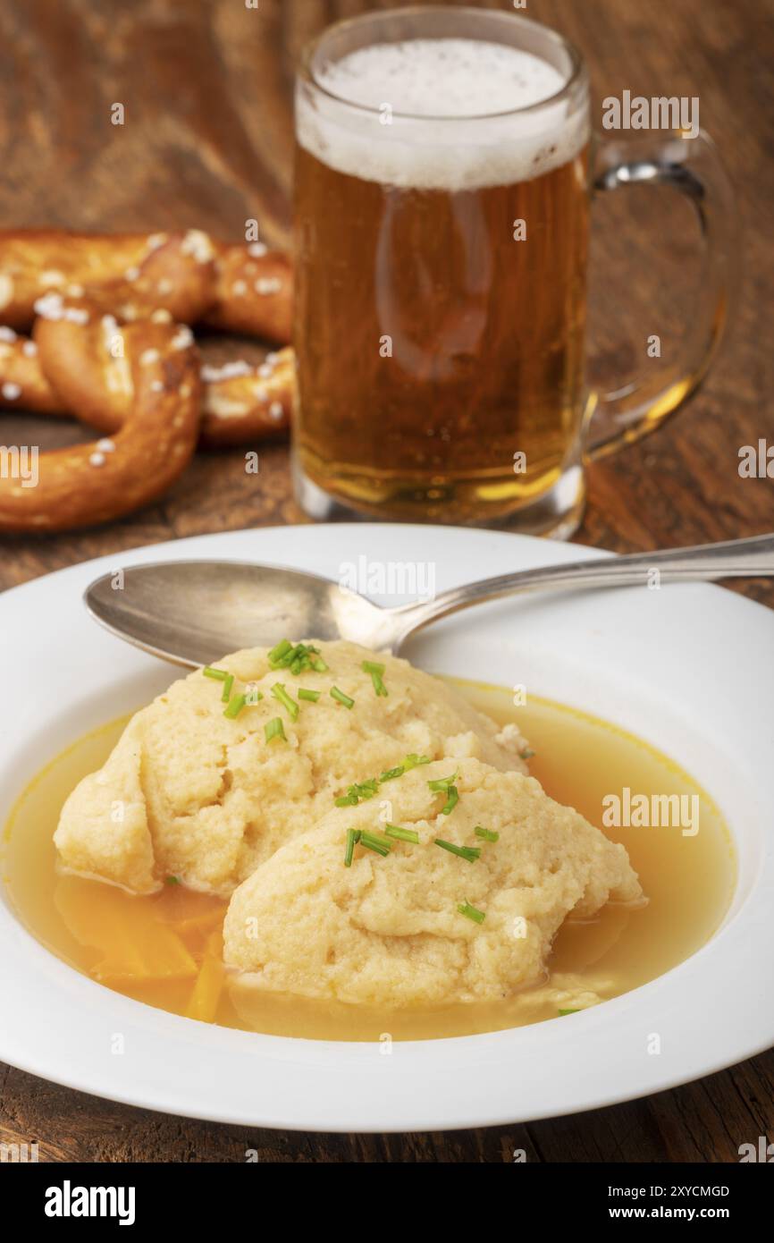 Bavarian semolina dumpling soup Stock Photo
