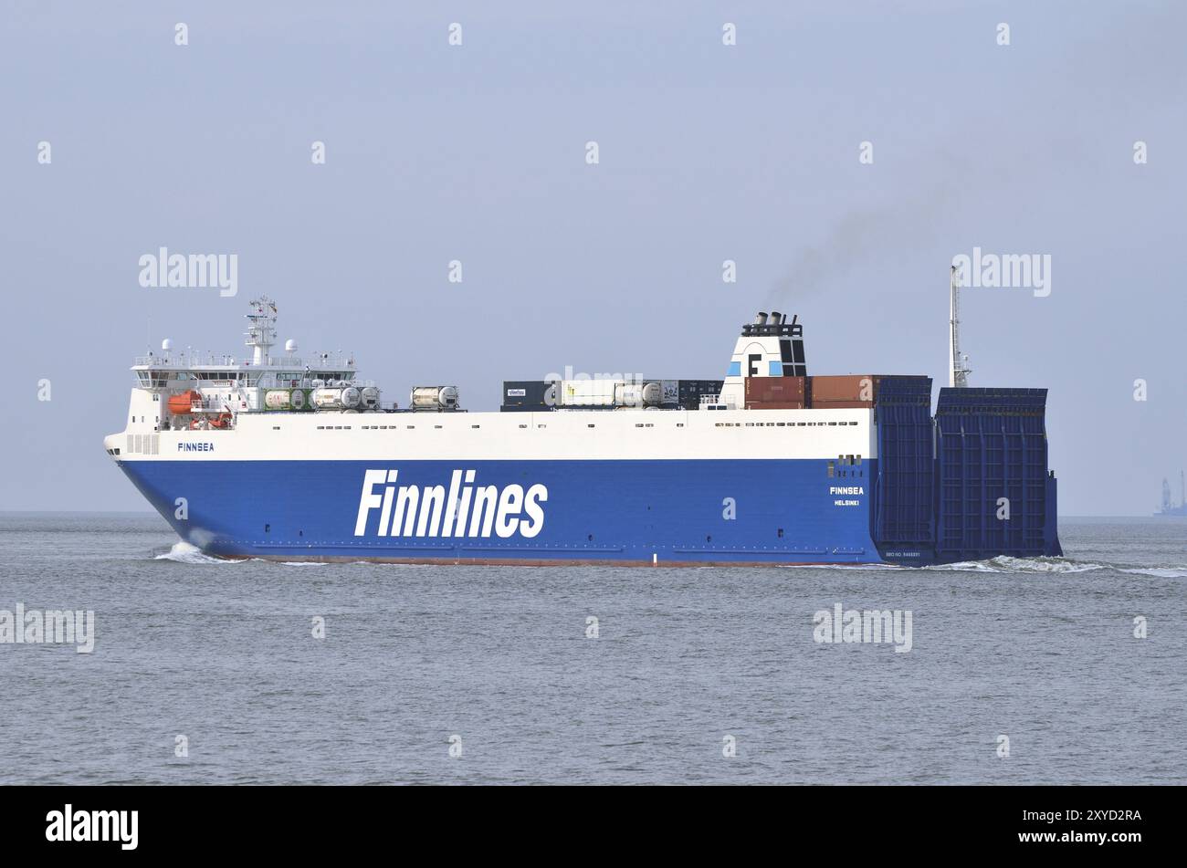 RORO, Ship Finnsea, IMO-No. 9468891 outbound on Elbe River by Cuxhaven RoRo Ship Finnsea, IMO-No. 9468891 outbound on Elbe River by Cuxhaven Stock Photo