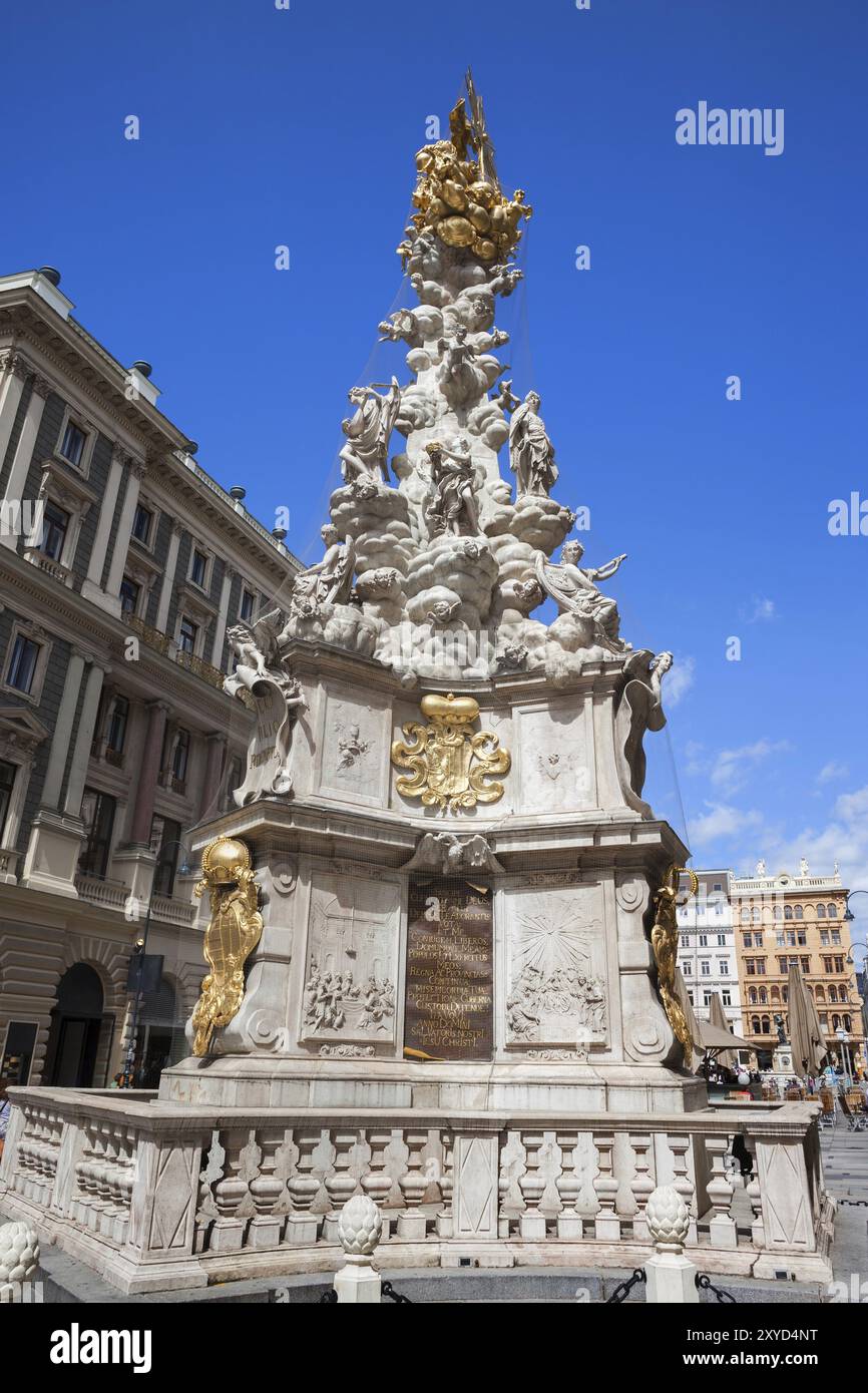 Austria, Vienna, Wiener Dreifaltigkeitssaule or Pestsaule, Holy Trinity or Plague Column, Baroque monument from 17th century, Europe Stock Photo