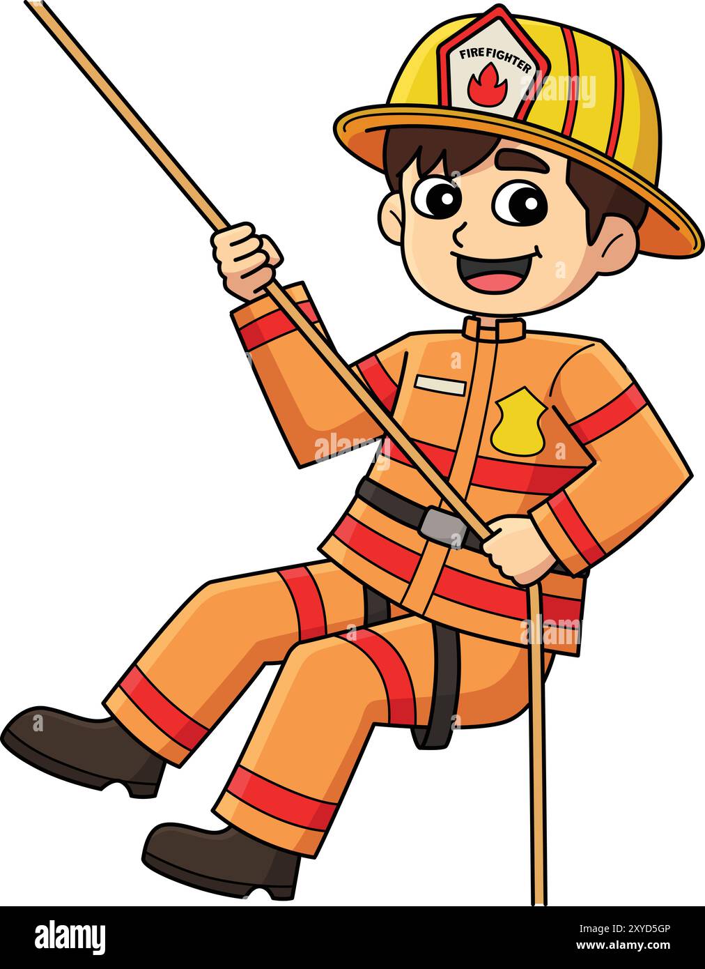 Firefighter Rope Rappelling Cartoon Clipart Stock Vector Image & Art ...