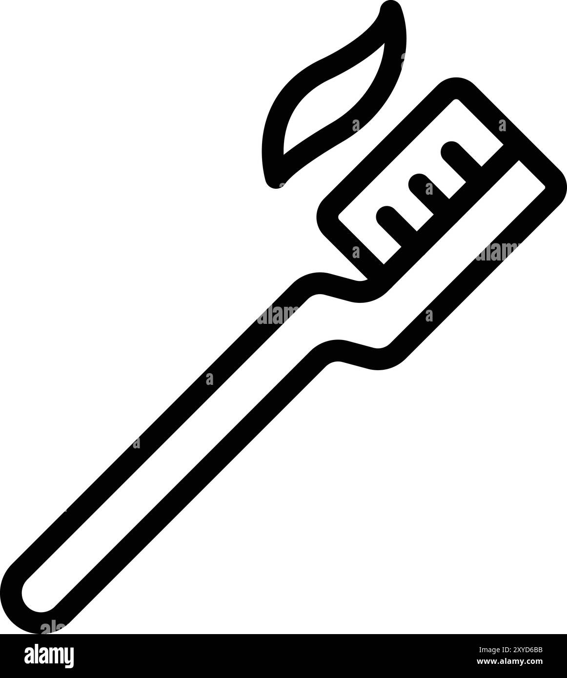 Toothbrush toothpaste thin line Black and White Stock Photos & Images ...