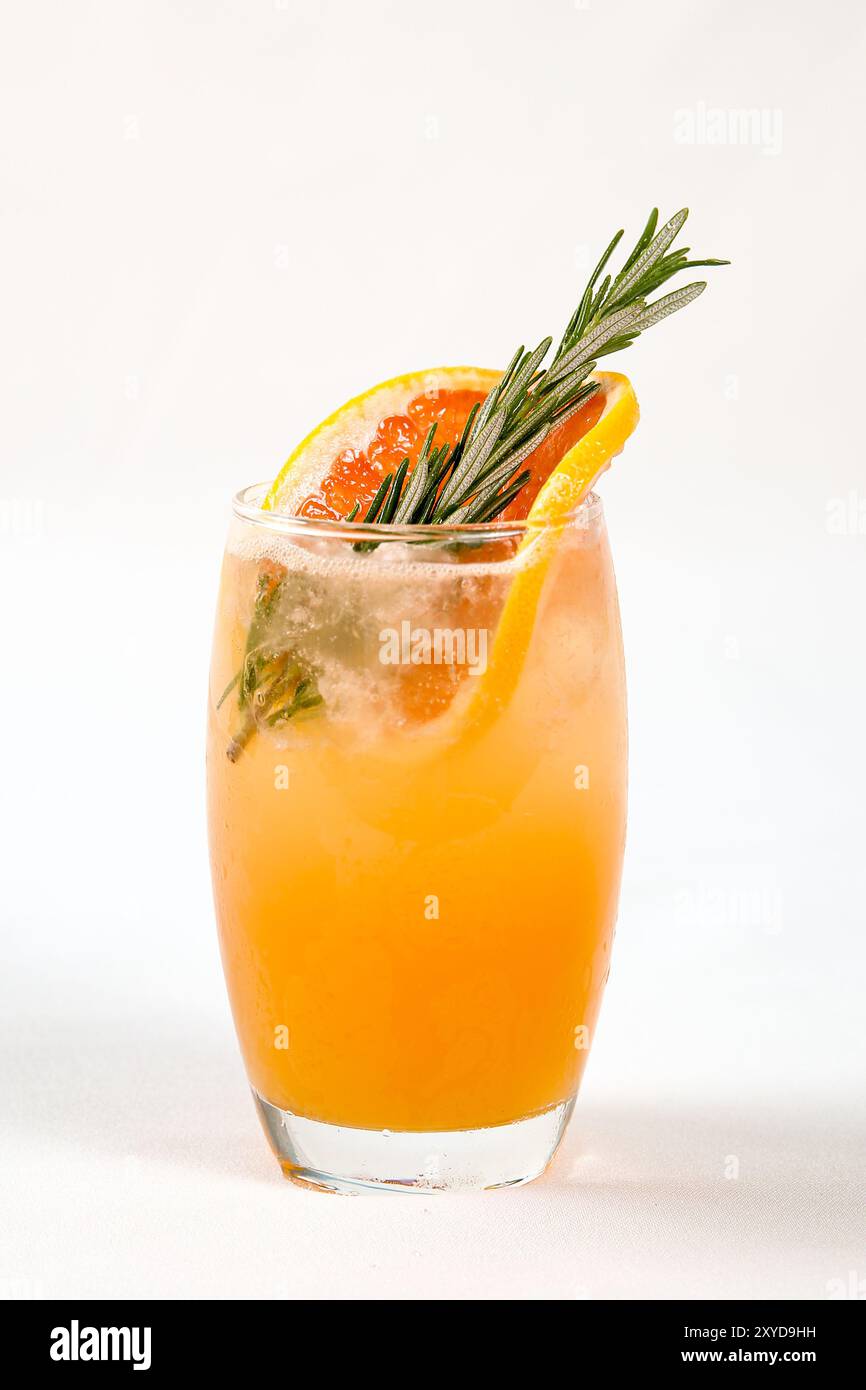 Fresh Pure Grapefruit Juice  on white table Stock Photo