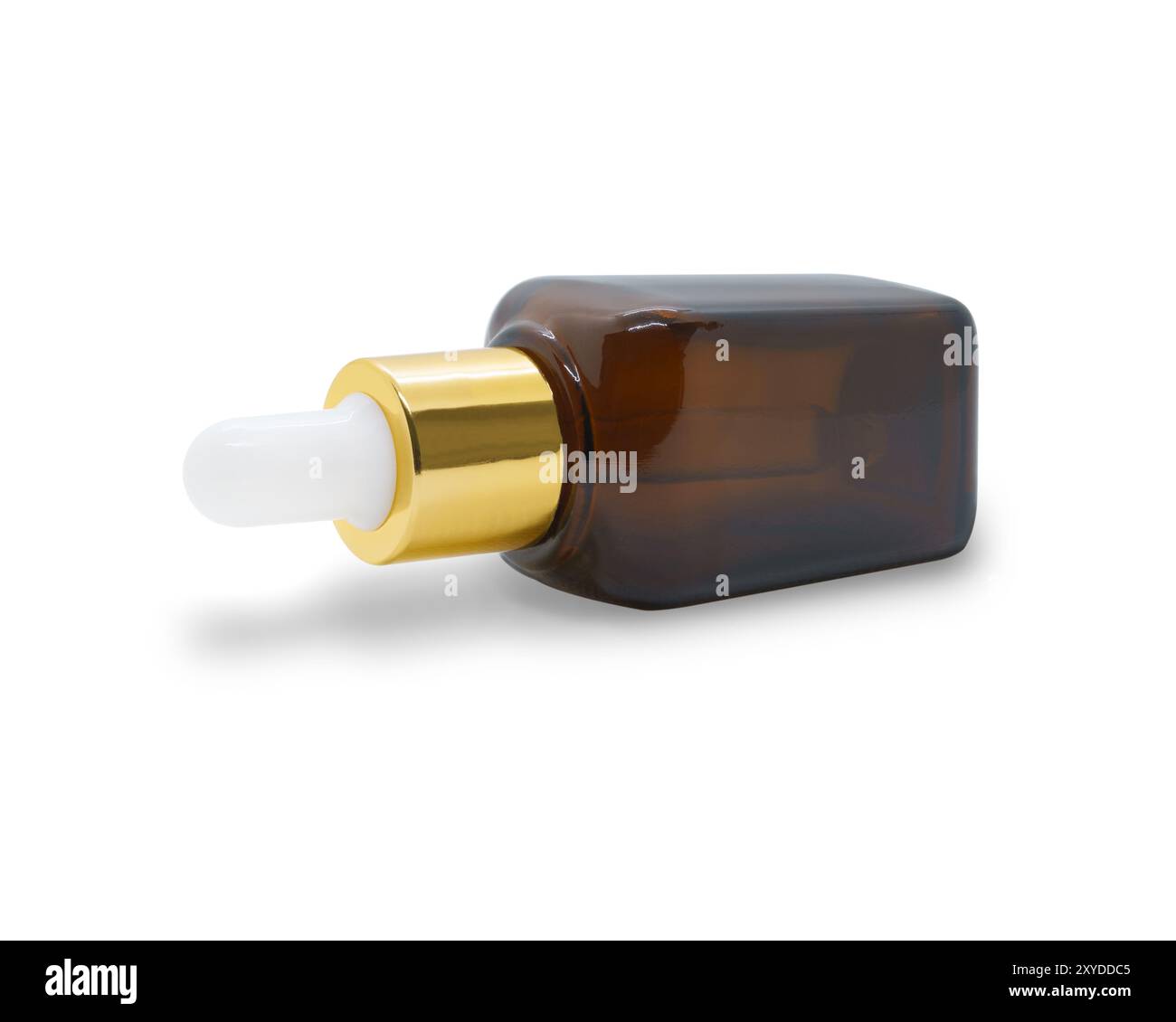 Brown Cosmetic Bottle Glass Dropper Serum Bottle On White Background