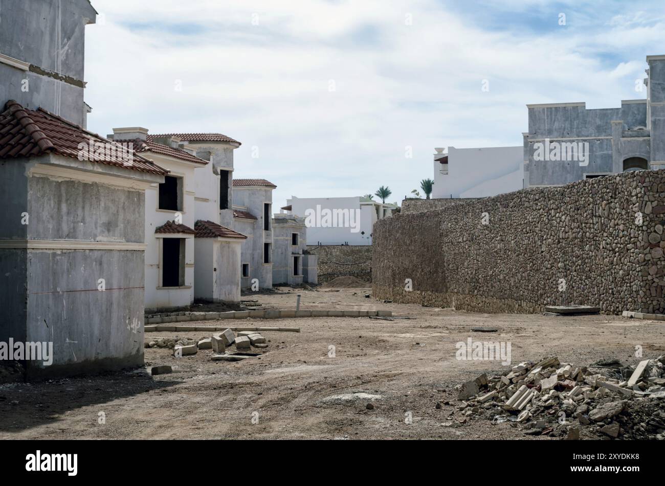 Abandoned hotel on a street without people during the crisis in Sharm El Sheikh Egypt Stock Photo