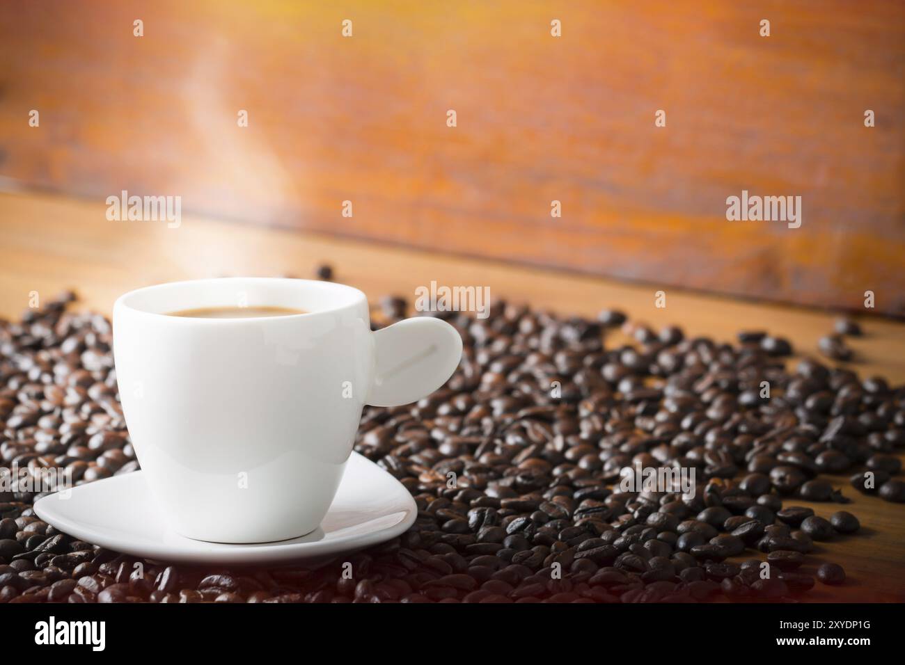 Coffee cup and coffee beans, vintage style Stock Photo - Alamy