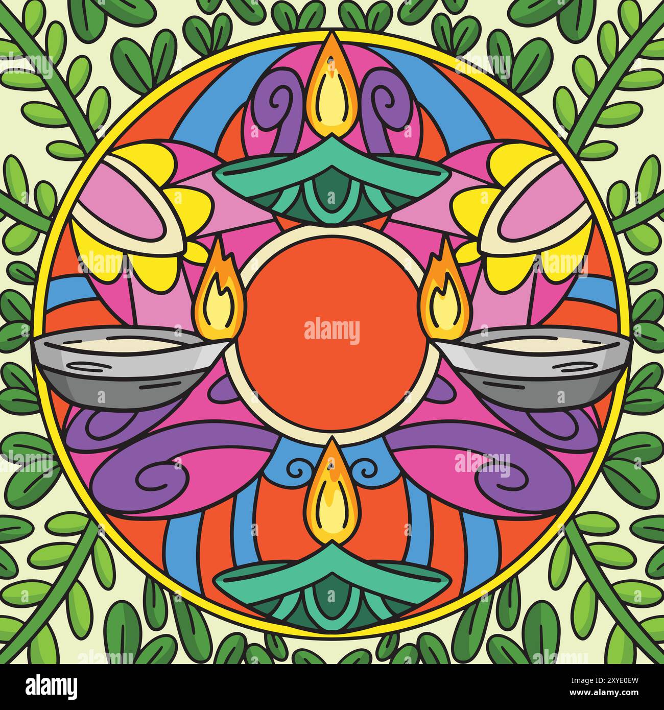 diwali-wreath-colored-cartoon-illustration-stock-vector-image-art-alamy
