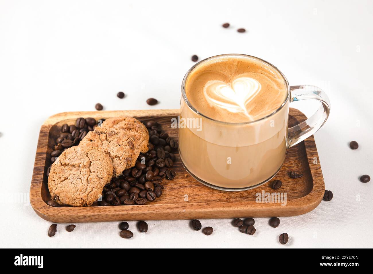 Latte art coffee on white background Stock Photo