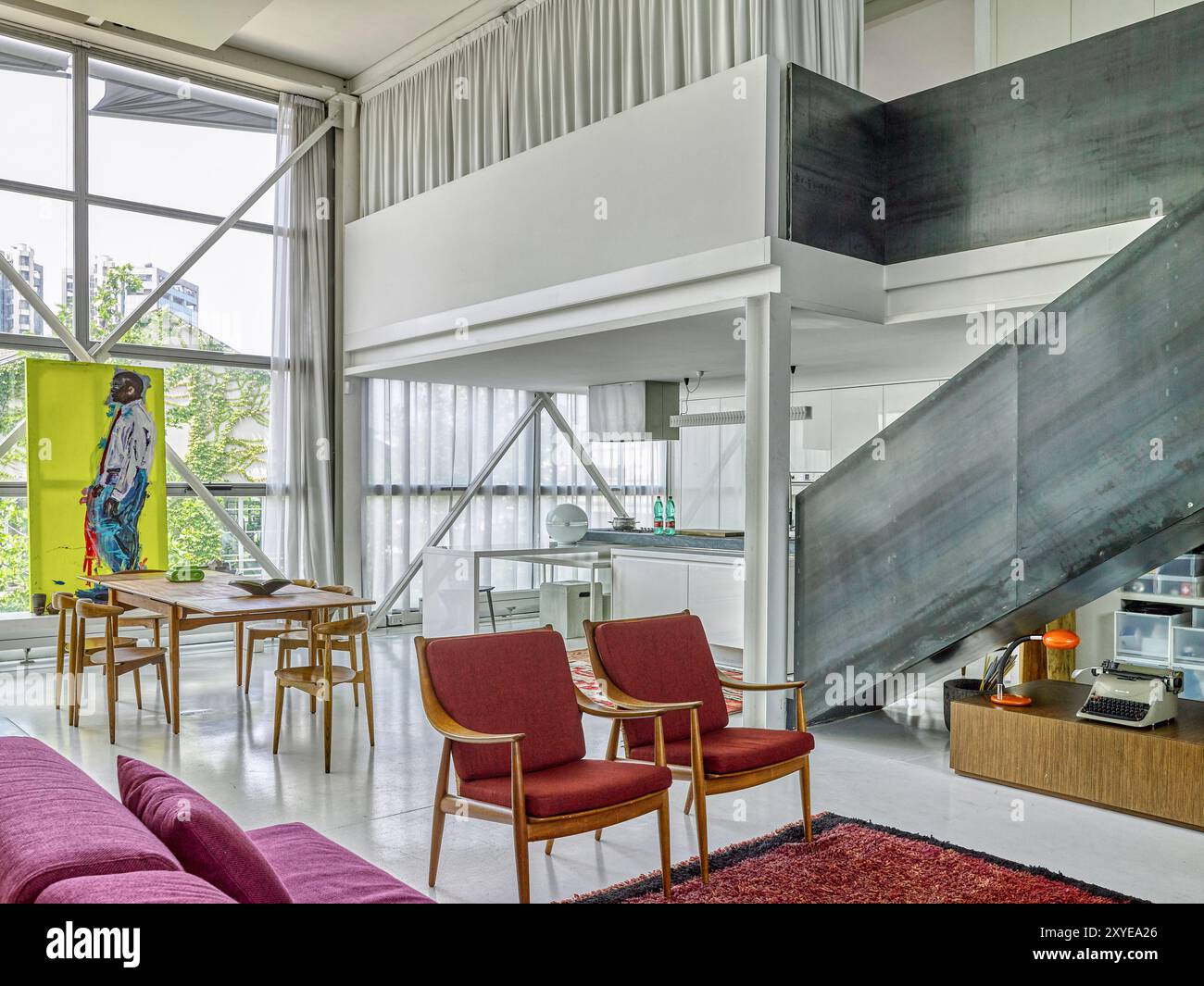 Stairs in loft apartment hi-res stock photography and images - Alamy