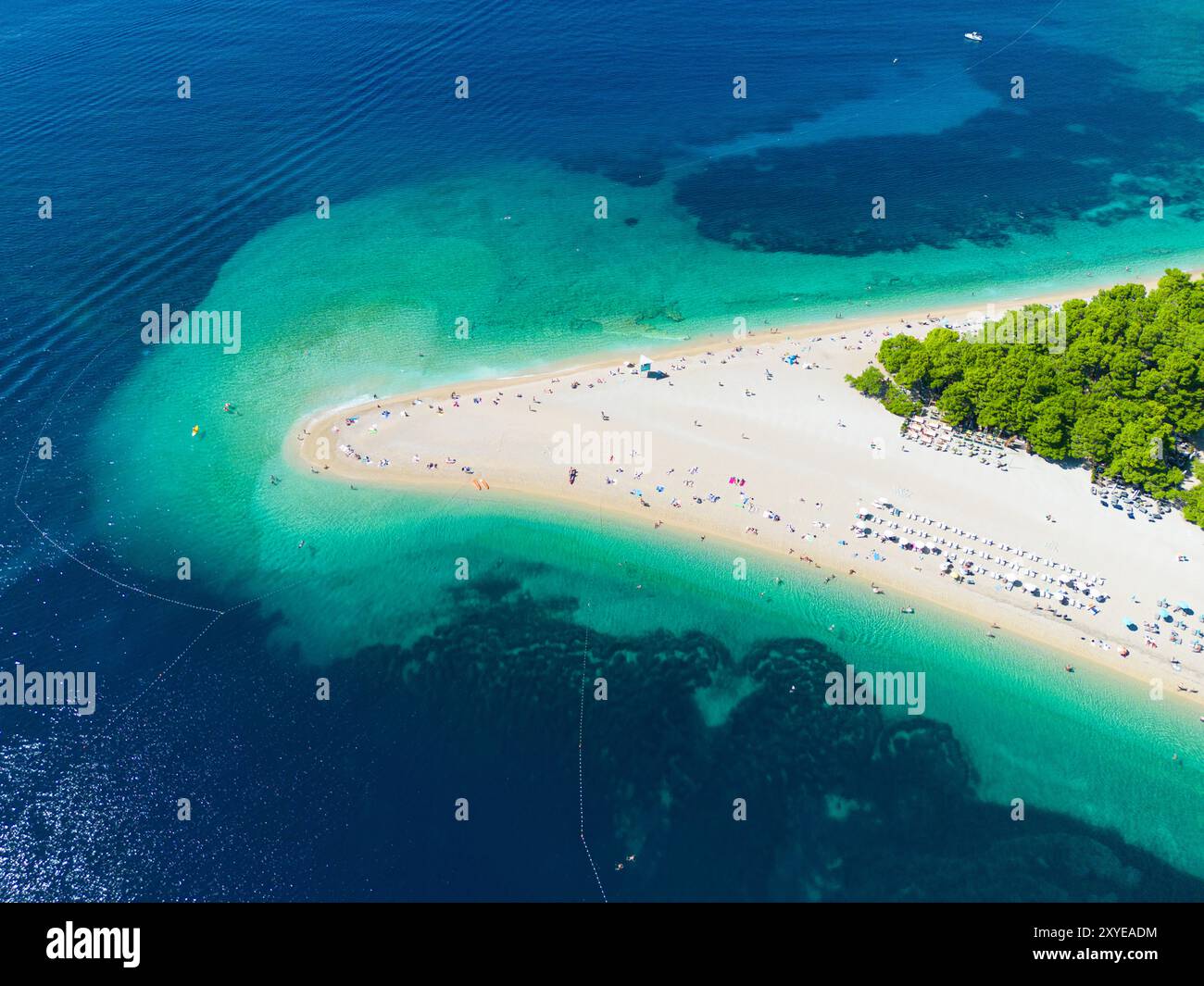 Aerial Shot Over Stunning Zlatni Rat Beach In Bol Croatia Stock Photo 