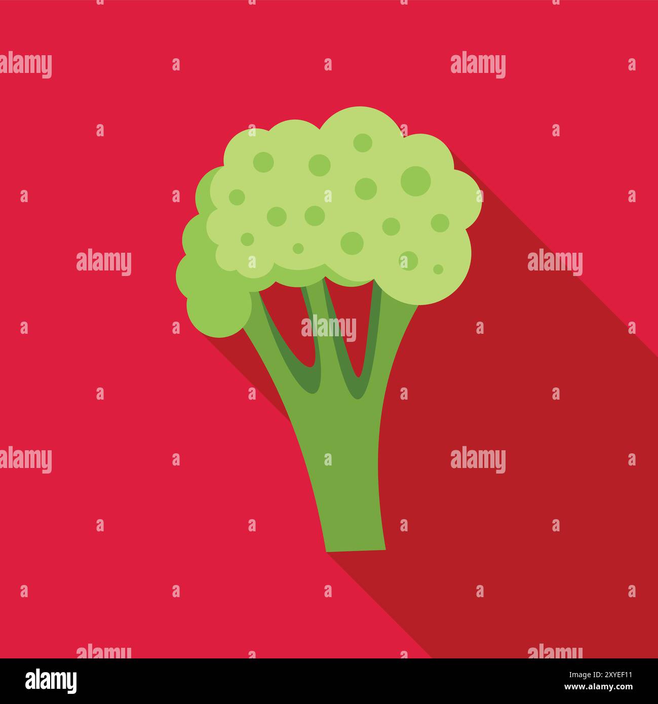 Simple flat design vector icon of a green broccoli floret with long ...