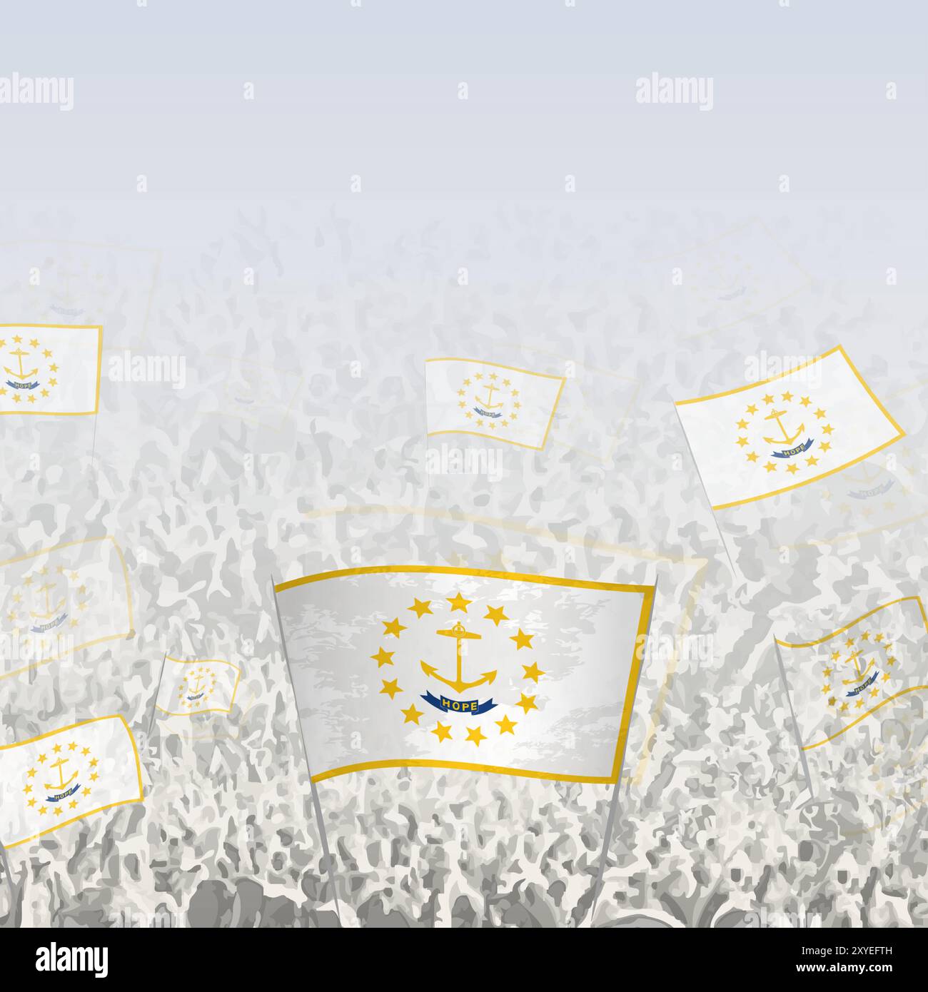 Ri Square Icon Crowd of people waving flag of Rhode Island square graphic for social ...