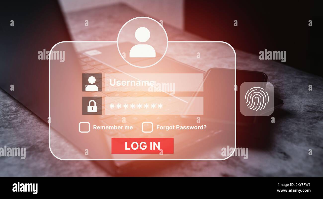 Username and password for technology security system and prevent hacker concept. Stock Photo