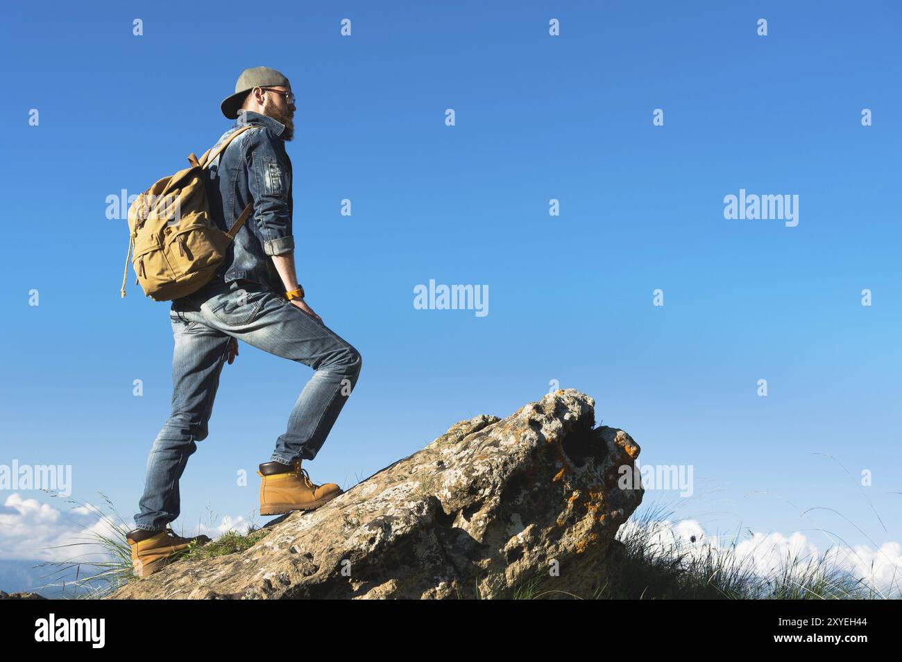 Back view male hiker large hi-res stock photography and images - Alamy