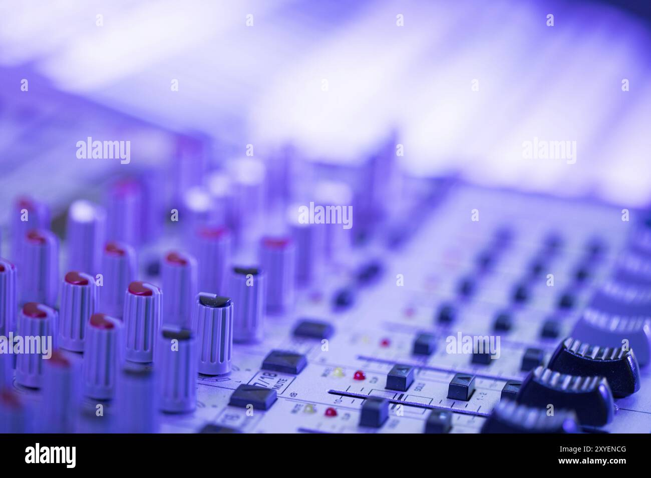 Professional music production in a sound recording studio, mixer desk Stock Photo