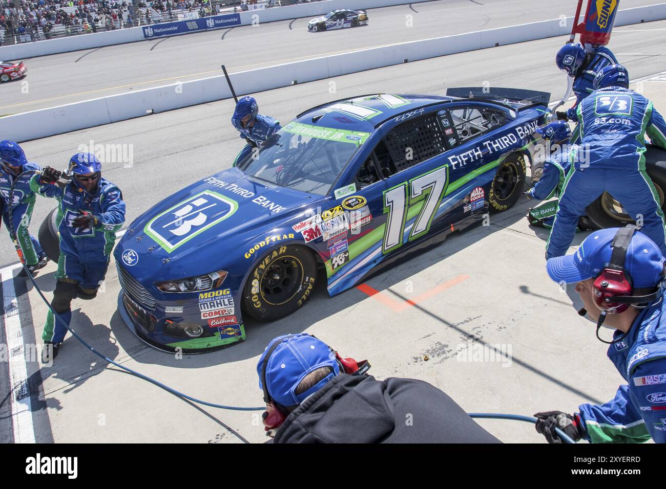 Richmond, VA, Apr 26, 2015: Ricky Stenhouse Jr. (17) brings his race car in for service during the Toyota Owners 400 race at the Richmond Internationa Stock Photo