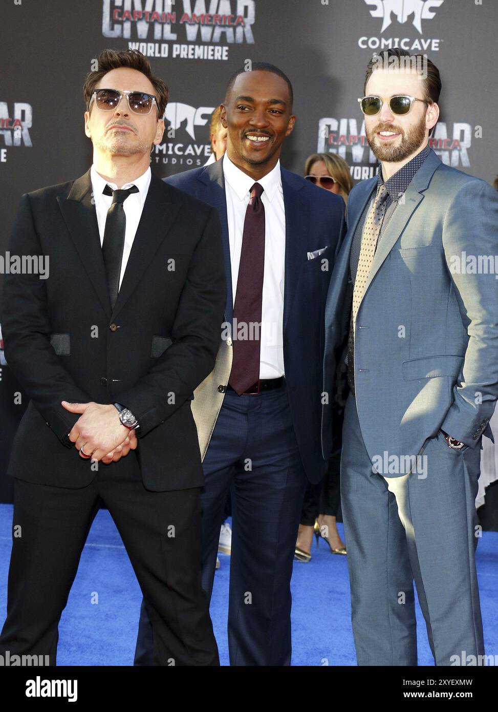 Robert Downey Jr Anthony Mackie And Chris Evans At The World Premiere