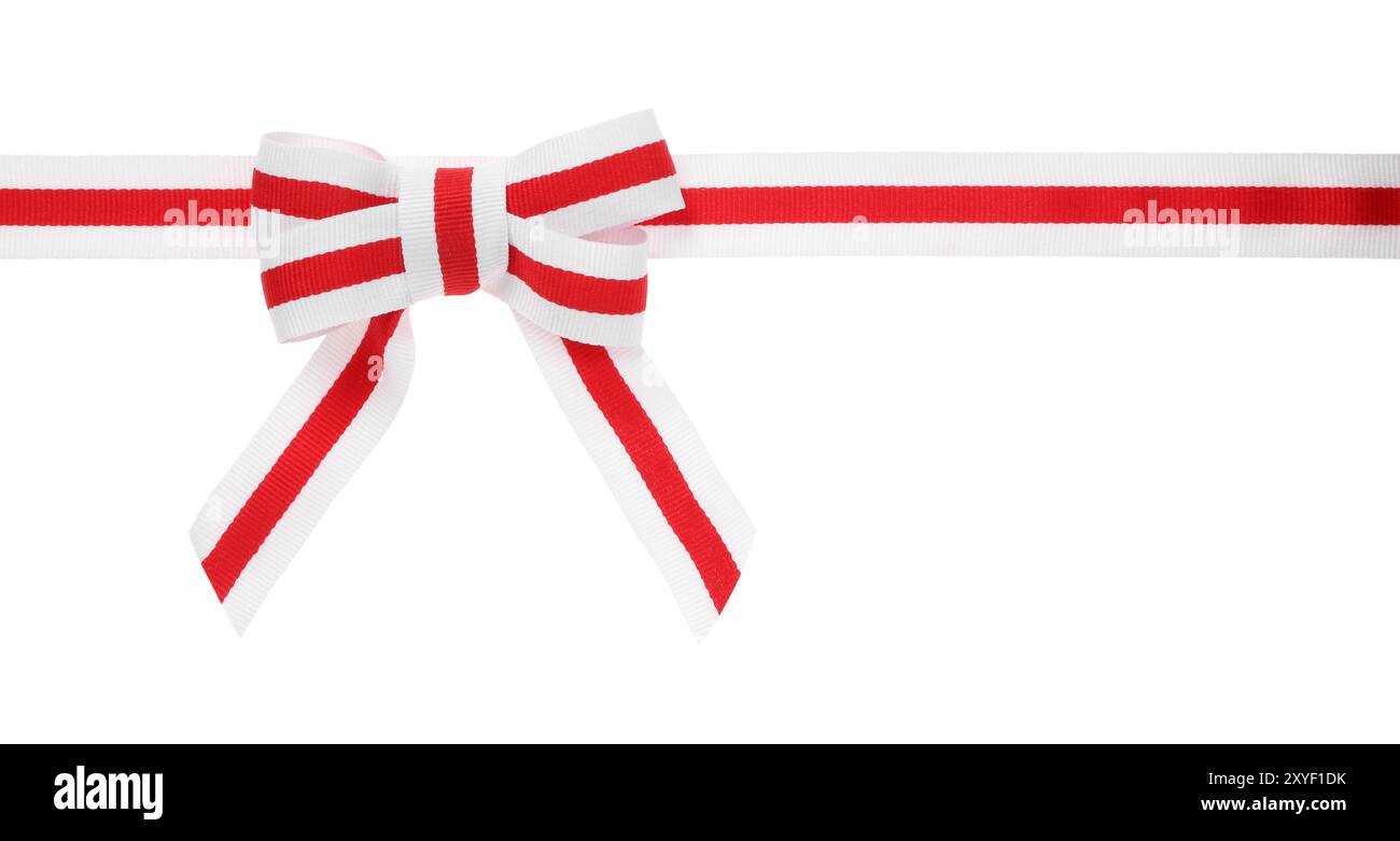 Colorful striped ribbon with bow isolated on white Stock Photo - Alamy