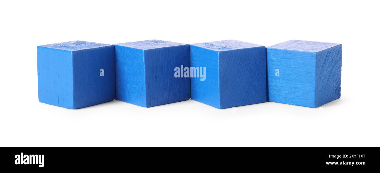 Many blue wooden cubes isolated on white Stock Photo - Alamy